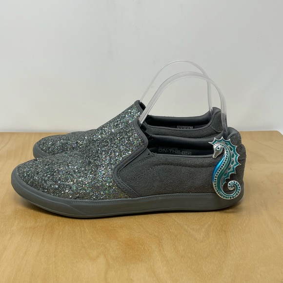Skechers Shoes - Skechers Go Walk 2 Glint Suede Slip On Sneaker Charcoal Size 8